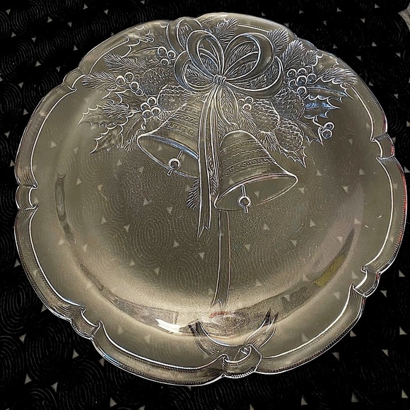 Mikasa Other - 🛍️🎅🏻80’s Large Vintage Christmas Glass Platter Christmas Bells